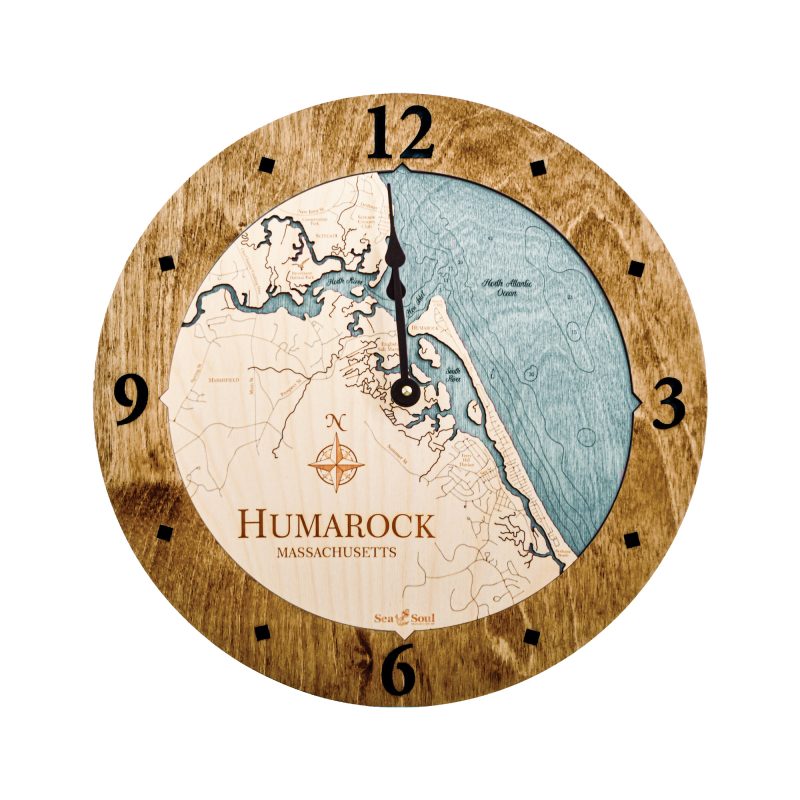 24" Humarock Nautical Map Clock Sea and Soul Charts