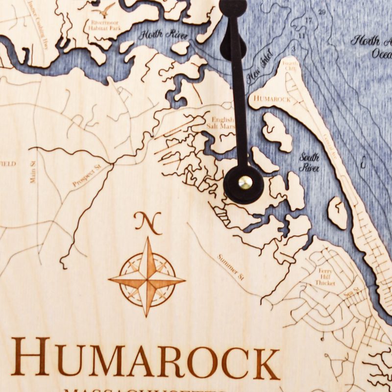 12" Humarock Nautical Map Clock Sea and Soul Charts