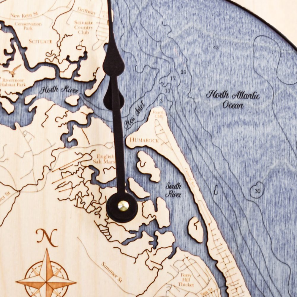 Humarock Nautical Clock Birch Accent with Deep Blue Water Detail Shot 2