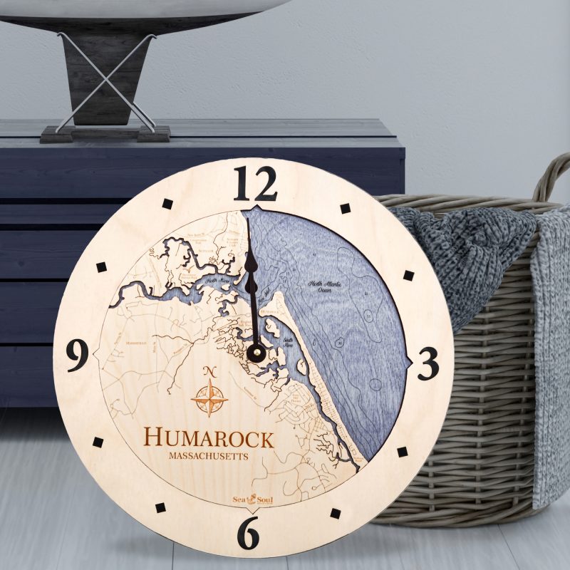 12" Humarock Nautical Map Clock Sea and Soul Charts