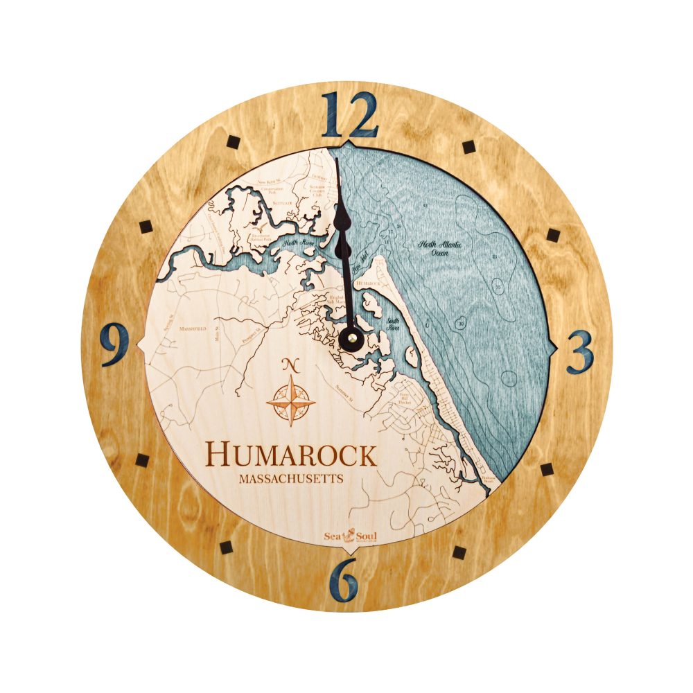 Humarock Nautical Clock Honey Accent with Blue Green Water
