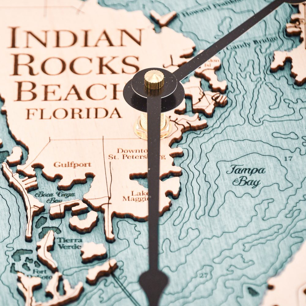 Indian Rocks Beach Nautical Clock Birch Accent with Blue Green Water Detail Shot 2
