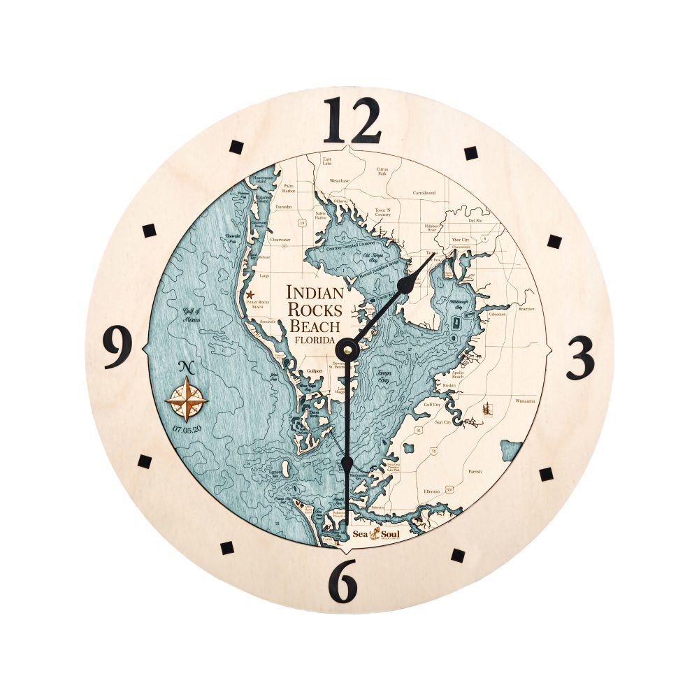 Indian Rocks Beach Nautical Clock Birch Accent with Blue Green Water