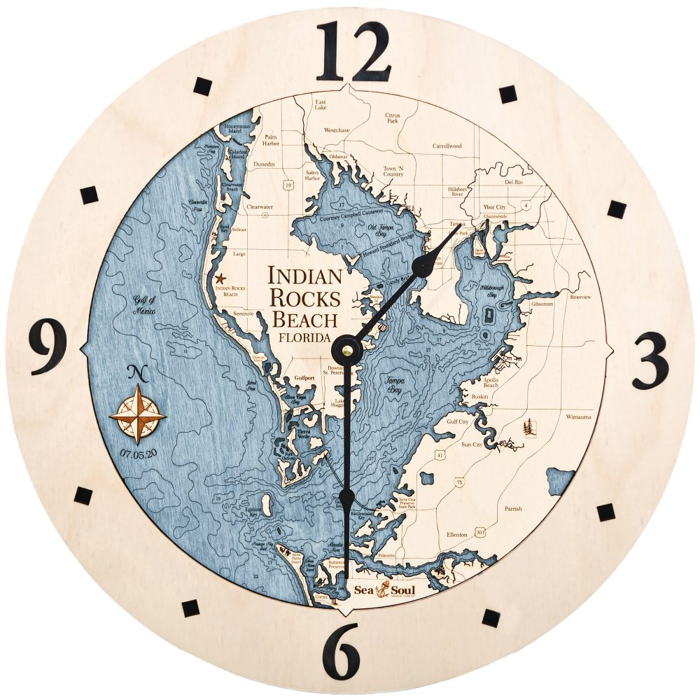 Indian Rocks Beach Nautical Clock Birch Accent with Deep Blue Water Product Shot