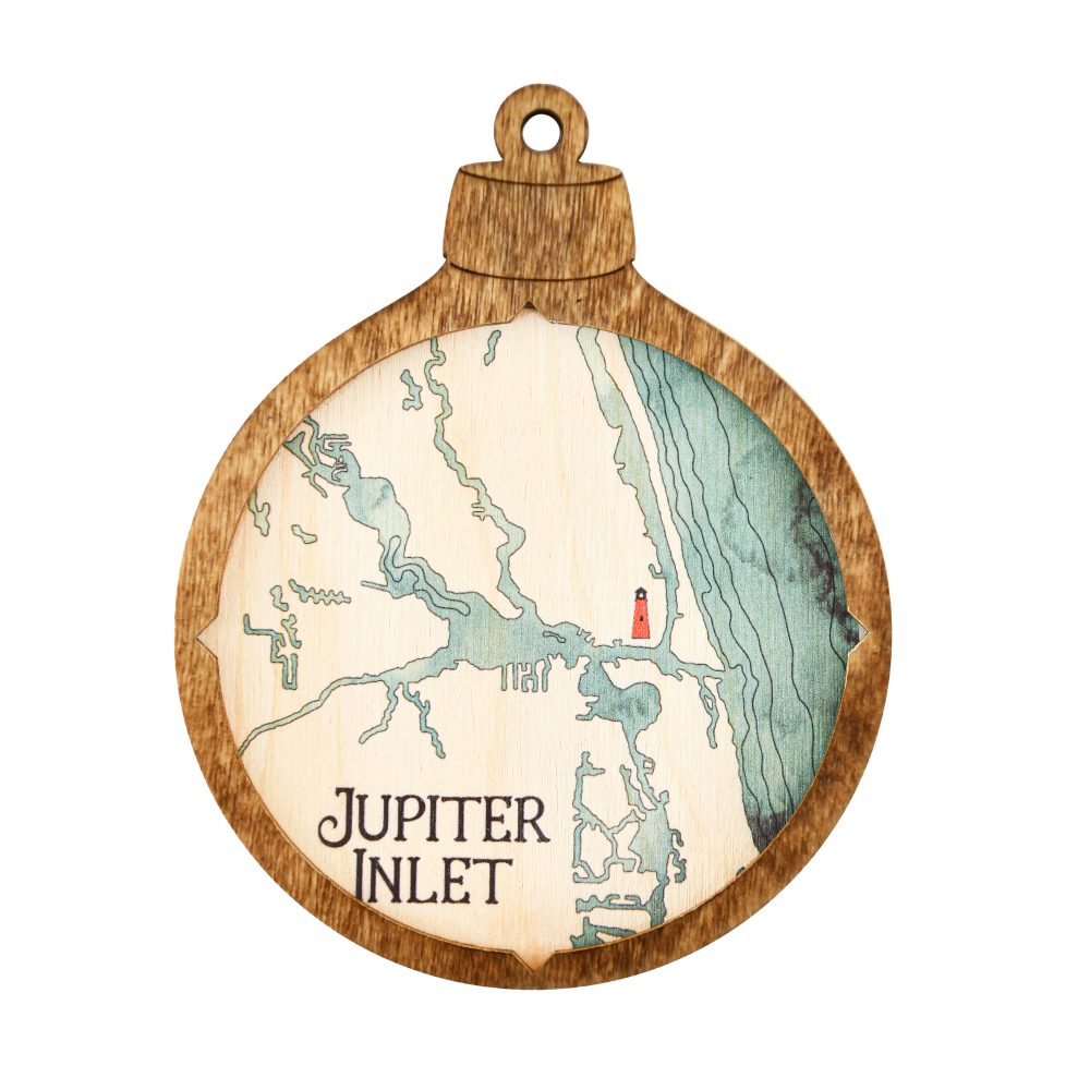 Jupiter Inlet Christmas Ornament Americana Accent with Blue Green Water