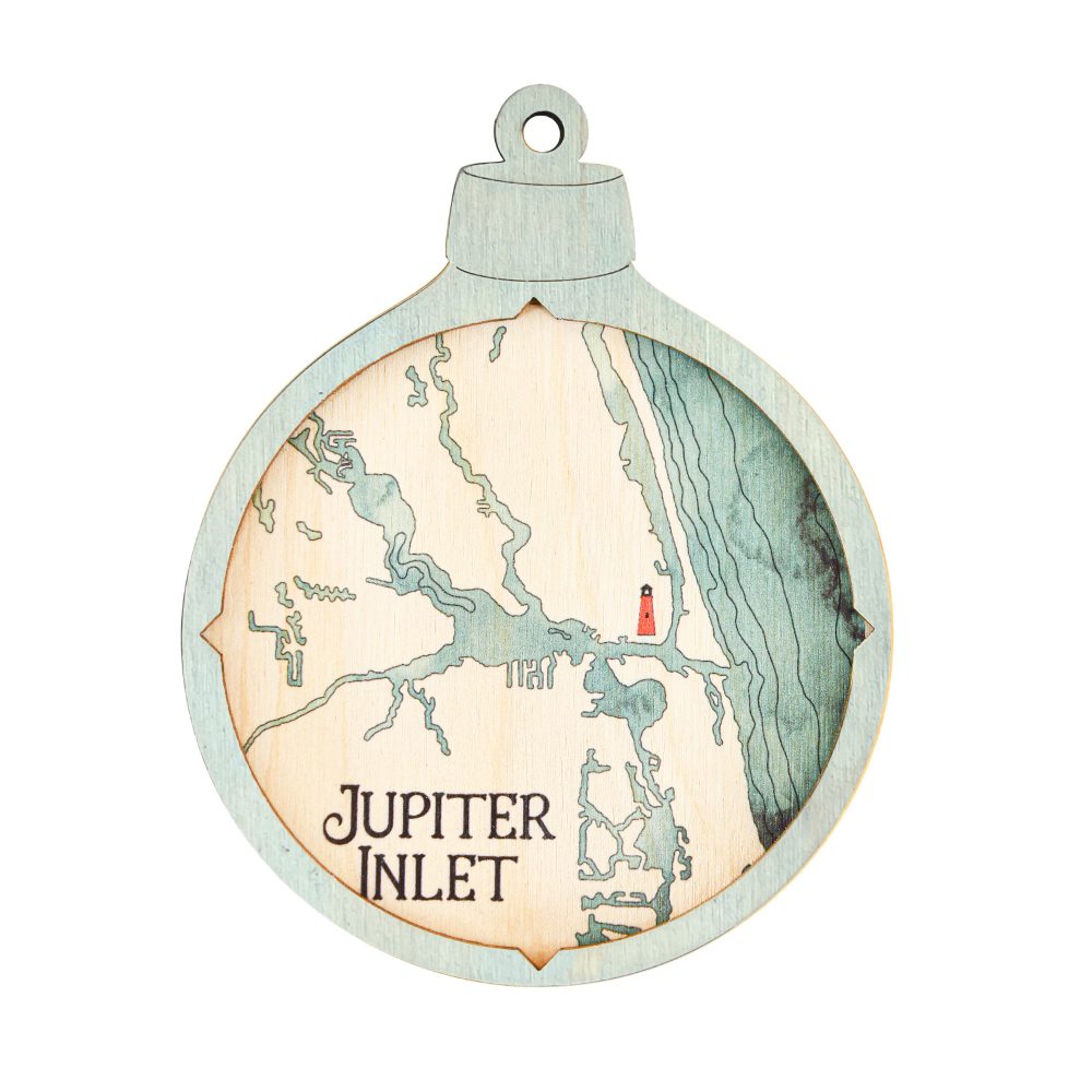 Jupiter Inlet Christmas Ornament Bleach Blue Accent with Blue Green Water