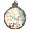 Jupiter Inlet Christmas Ornament Driftwood Accent with Blue Green Water Product Shot