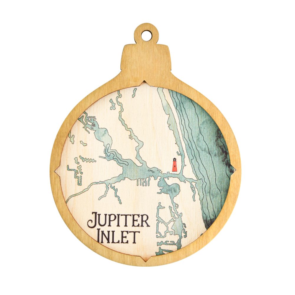 Jupiter Inlet Christmas Ornament Honey Accent with Blue Green Water