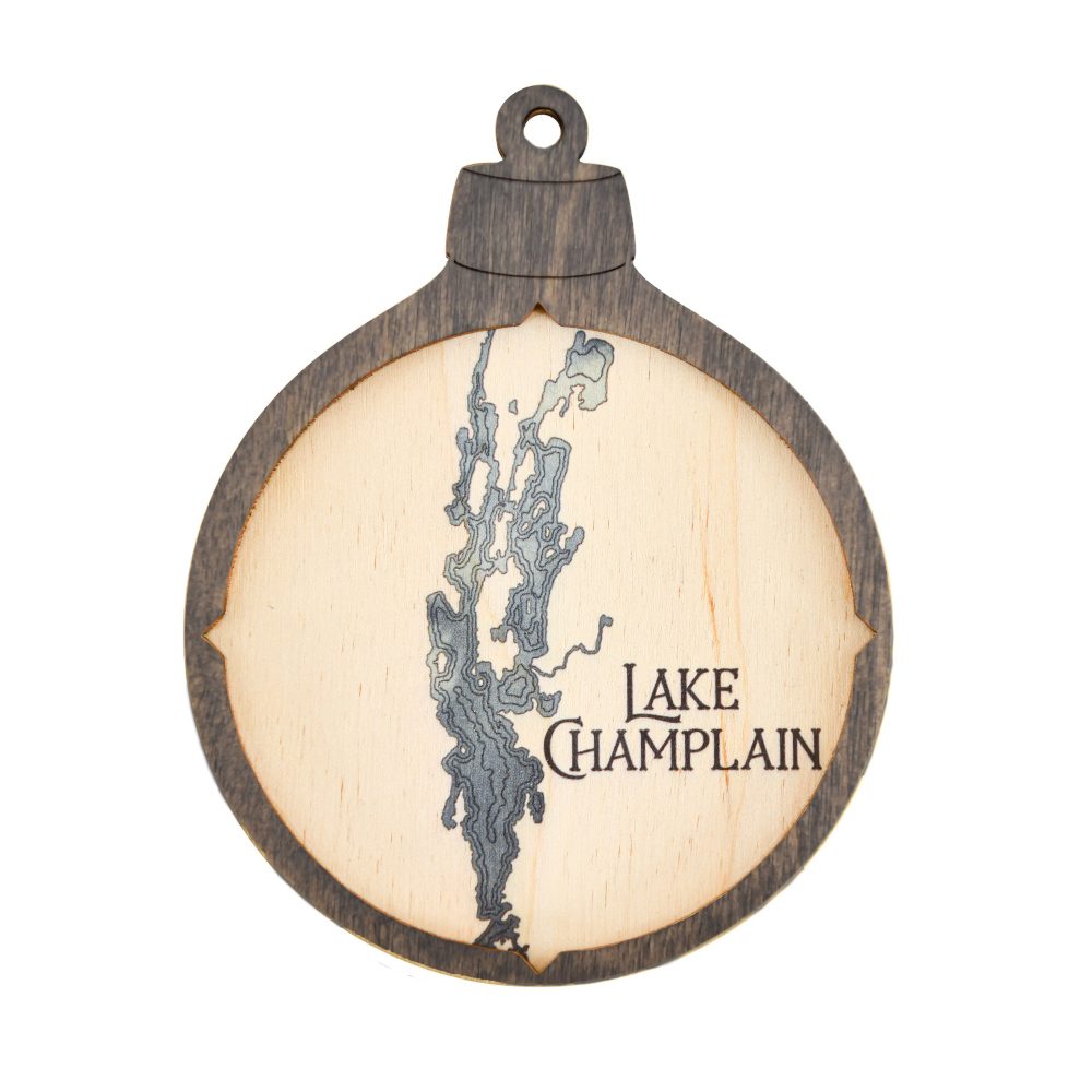 Lake Champlain Christmas Ornament Bleach Blue Accent with Deep Blue Water
