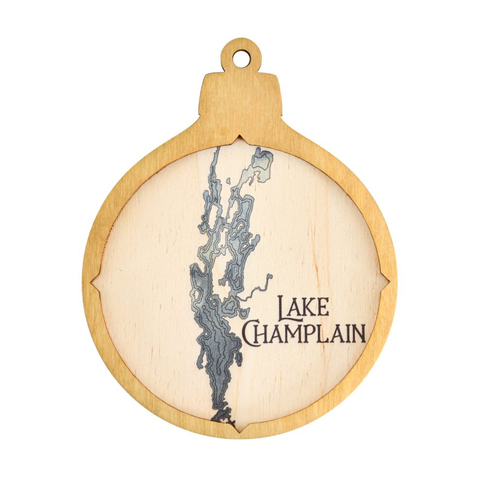 Lake Champlain Christmas Ornament Honey Accent with Deep Blue Water