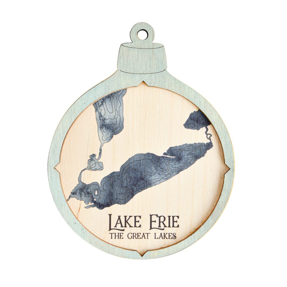 Lake Erie Christmas Ornament Bleach Blue Accent with Deep Blue Water
