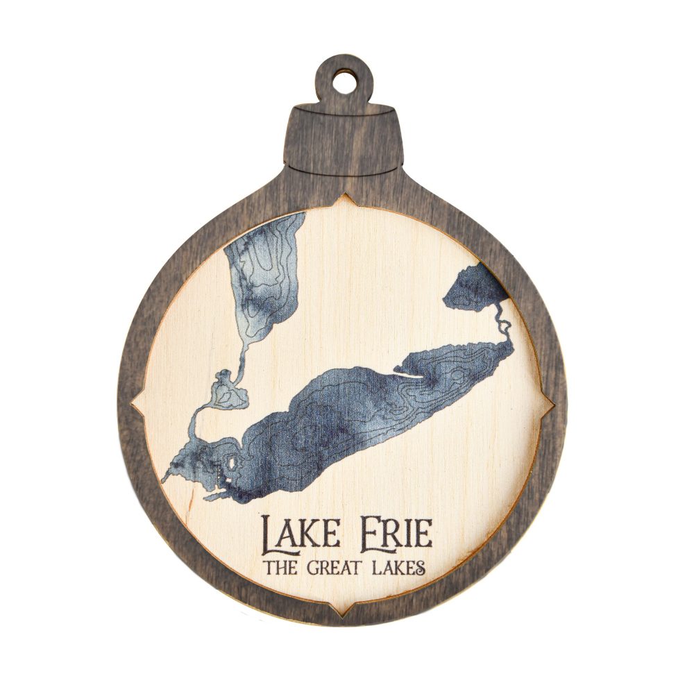 Lake Erie Christmas Ornament Driftwood Accent with Deep Blue Water