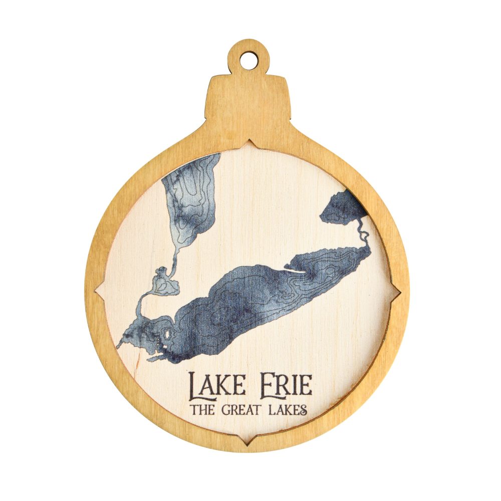 Lake Erie Christmas Ornament Honey Accent with Deep Blue Water