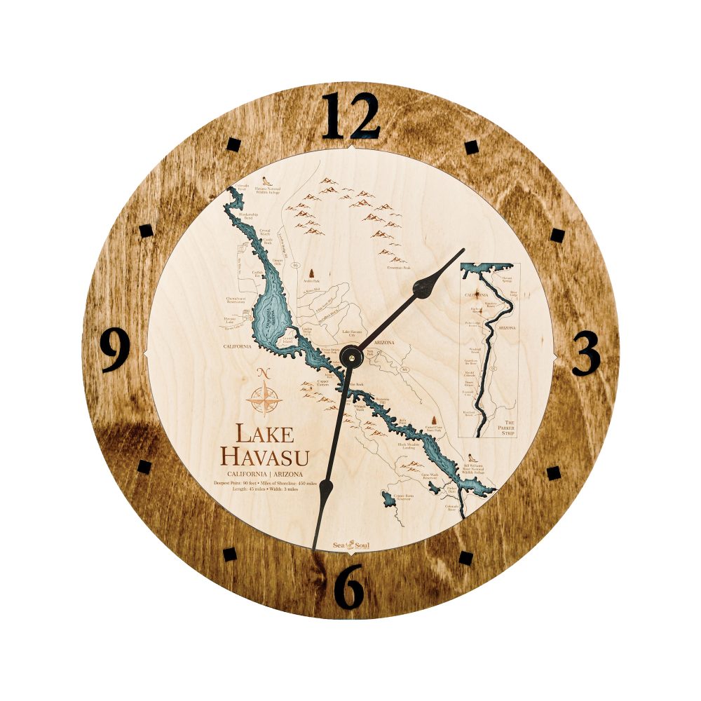 Lake Havasu Nautical Clock Americana Accent with Blue Green Water