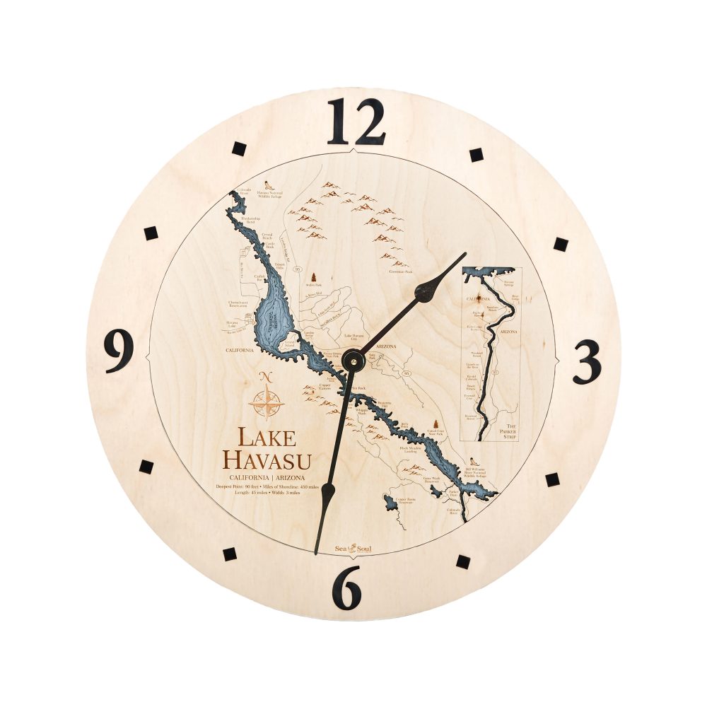 Lake Havasu Nautical Clock Birch Accent with Deep Blue Water