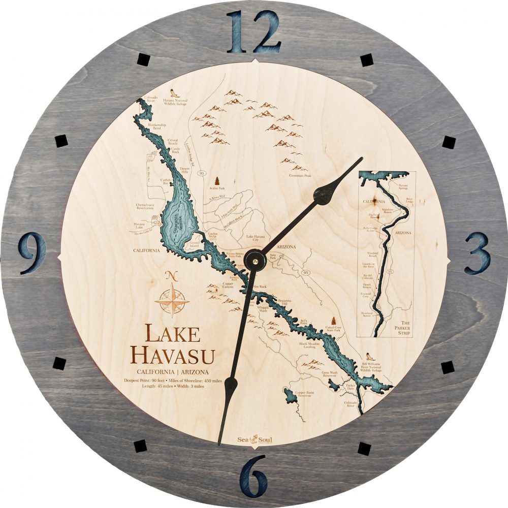 Lake Havasu Nautical Clock Driftwood Accent with Blue Green Water Product Shot