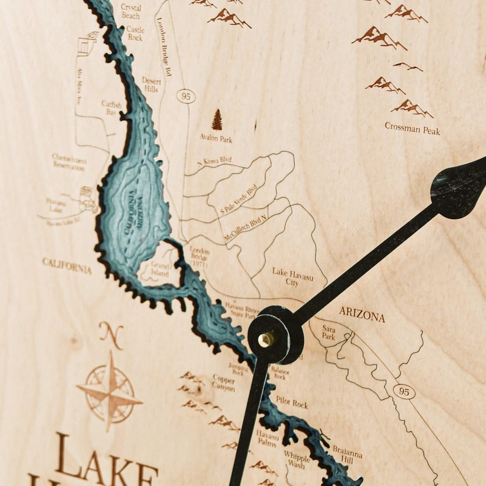 Lake Havasu Nautical Clock Birch Accent with Blue Green Water Detail Shot 1