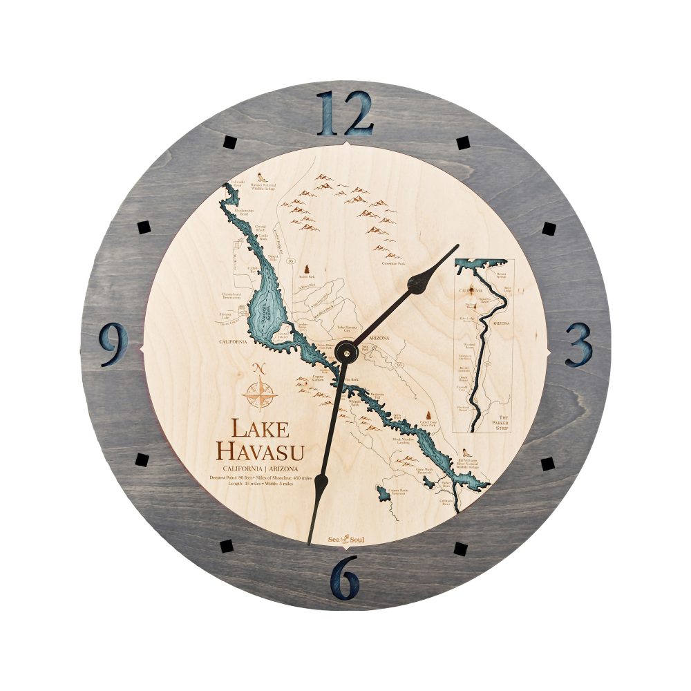Lake Havasu Nautical Clock Driftwood Accent with Blue Green Water