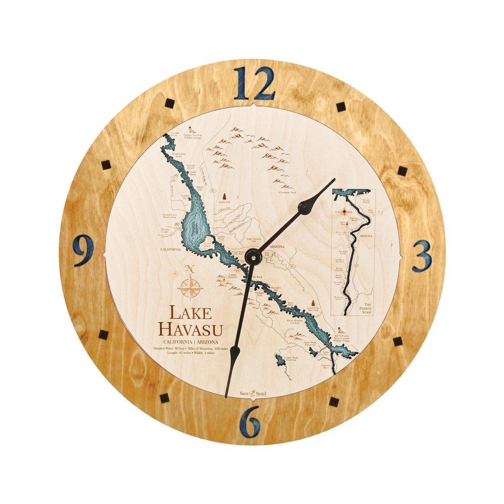Lake Havasu Nautical Clock Honey Accent with Blue Green Water