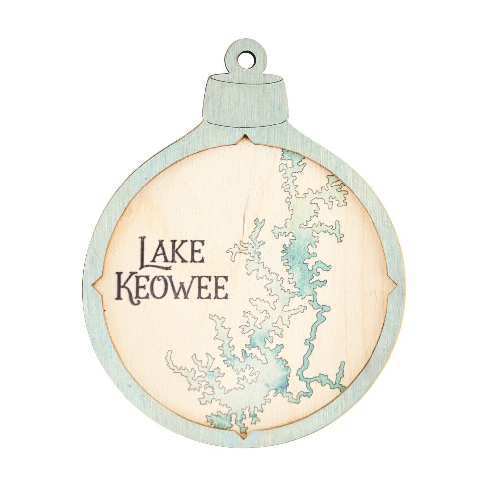 Lake Keowee Christmas Ornament Bleach Blue Accent with Blue Green Water