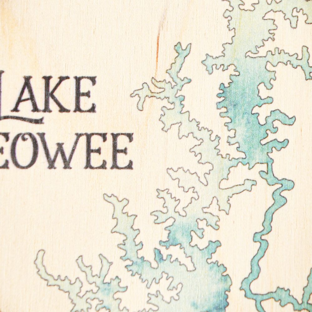Lake Keowee Christmas Ornament Driftwood Accent with Blue Green Water Detail Shot