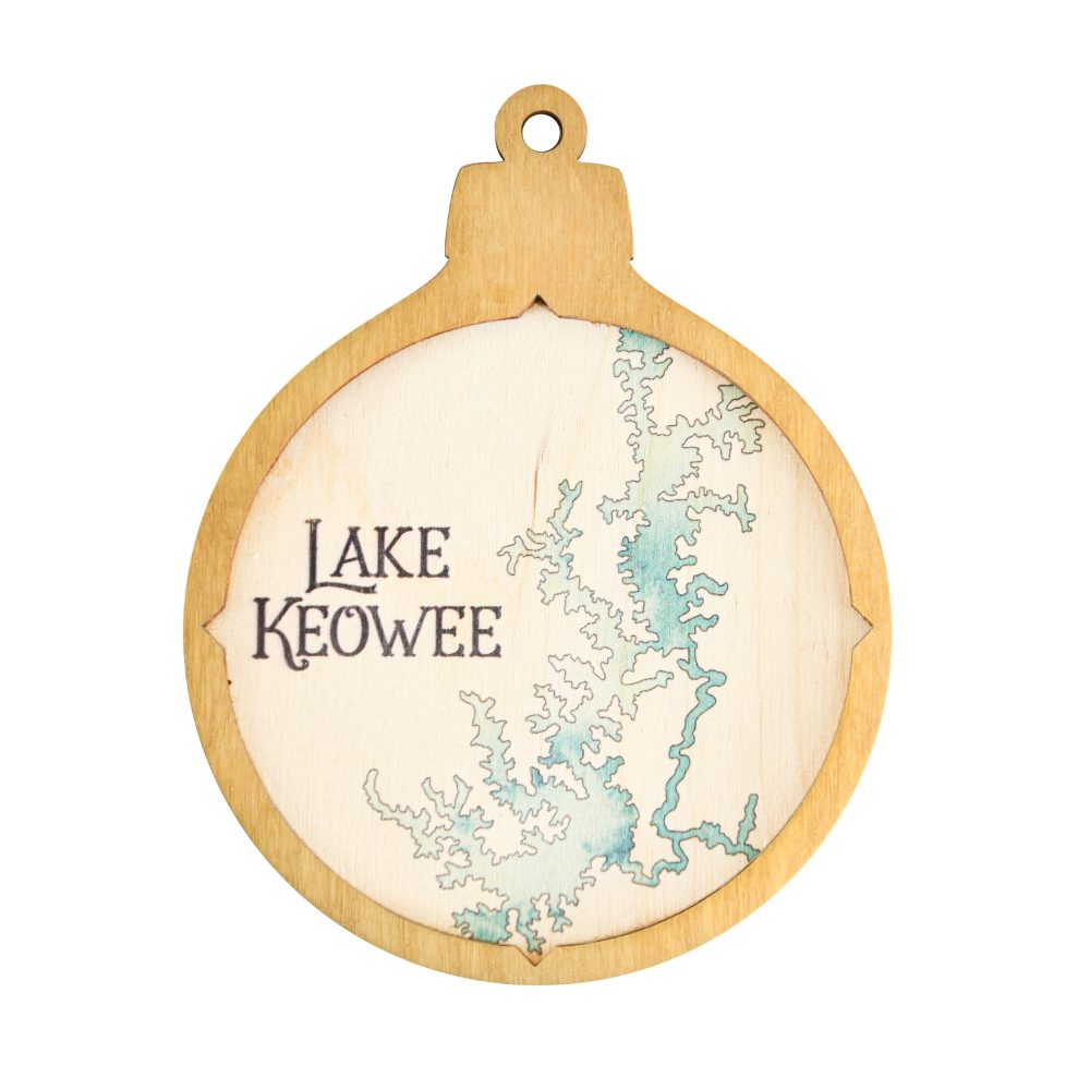 Lake Keowee Christmas Ornament Honey Accent with Blue Green Water