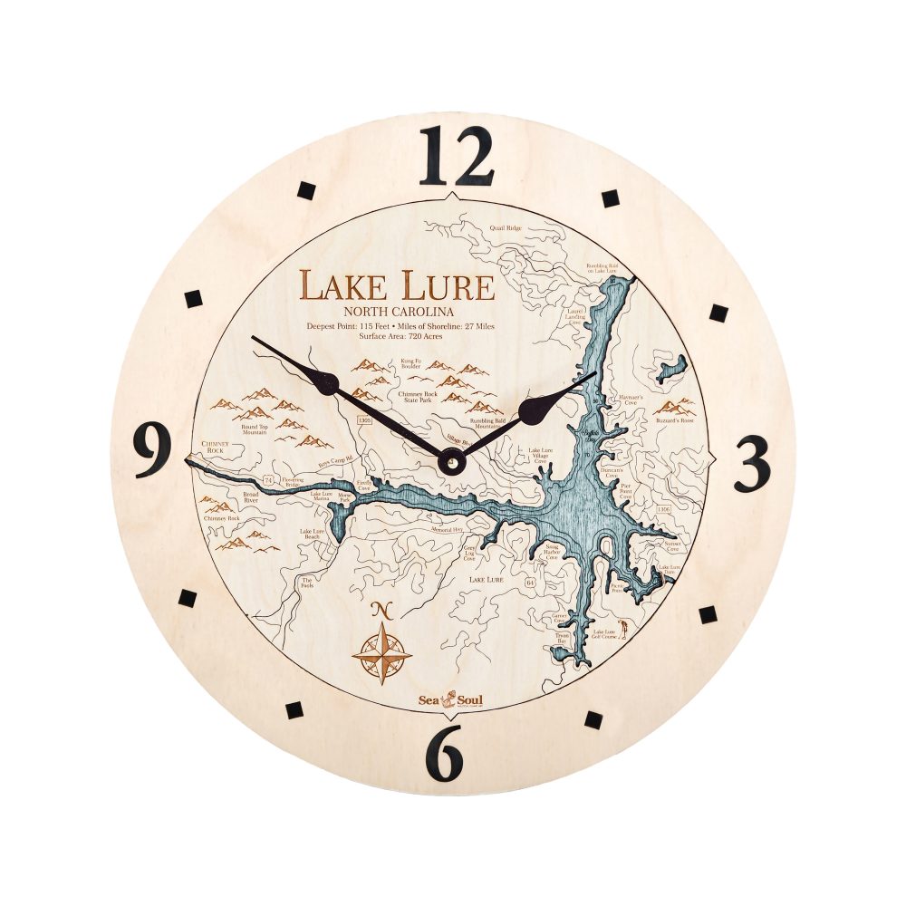 Lake Lure Nautical Clock Birch Accent with Blue Green Water