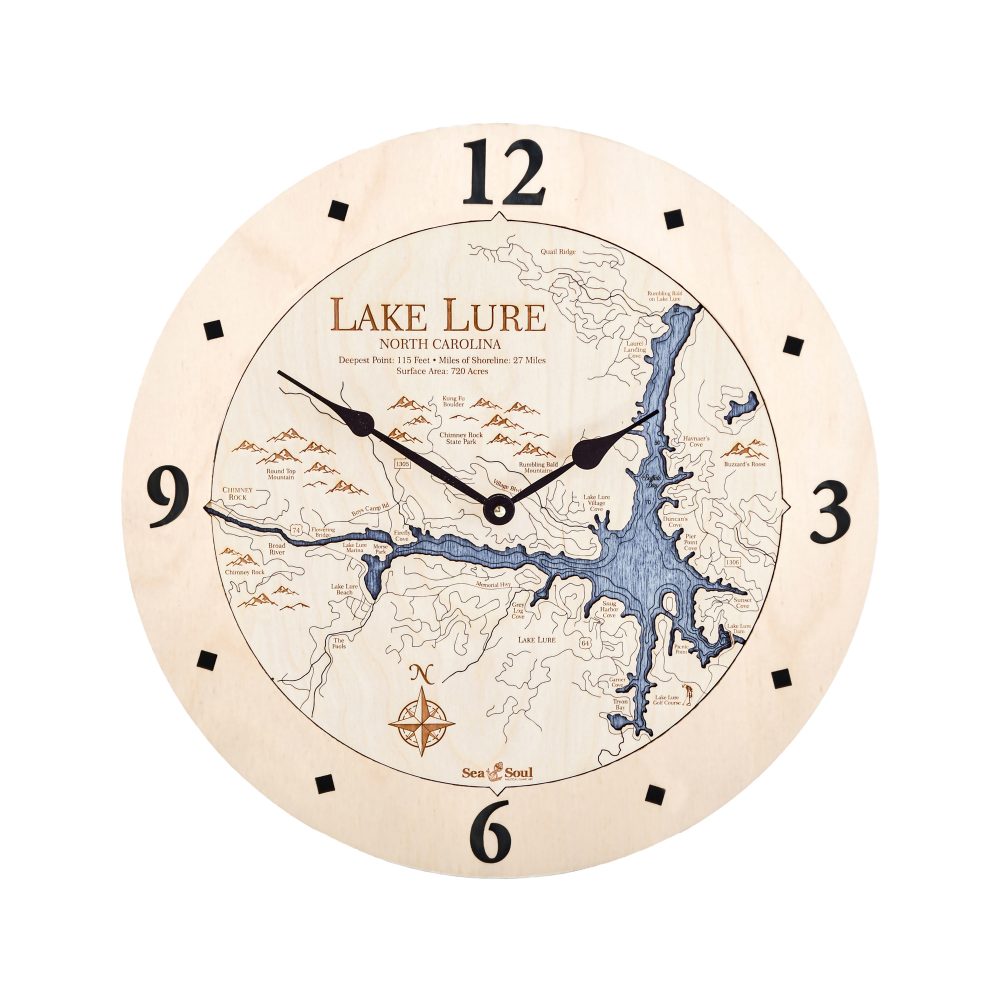 Lake Lure Nautical Clock Birch Accent with Deep Blue Water