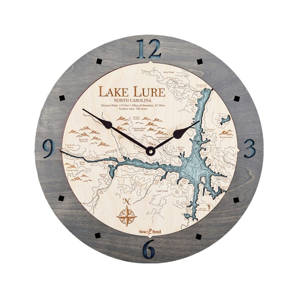 Lake Lure Nautical Clock Driftwood Accent with Blue Green Water
