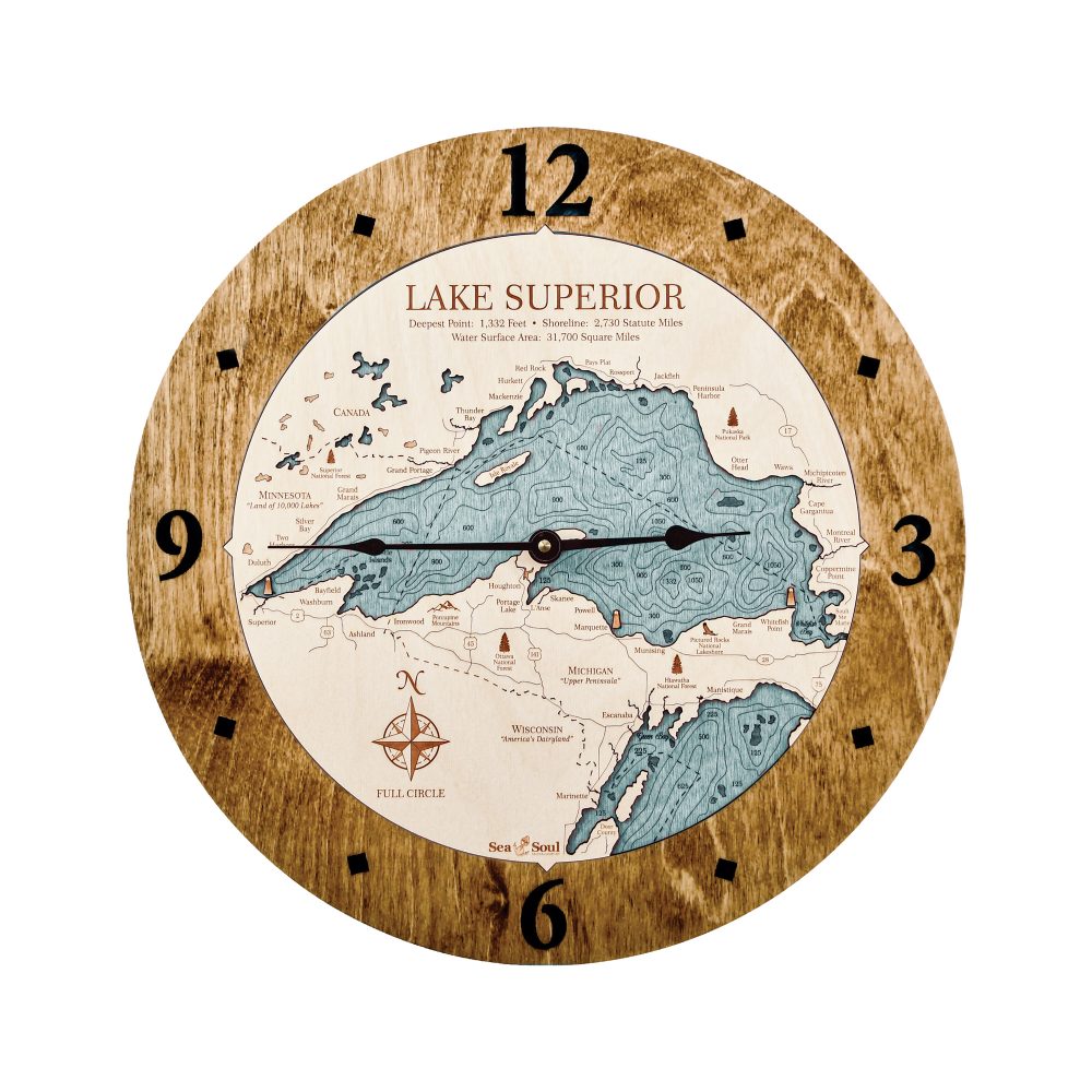 Lake Superior Nautical Clock Americana Accent with Blue Green Water