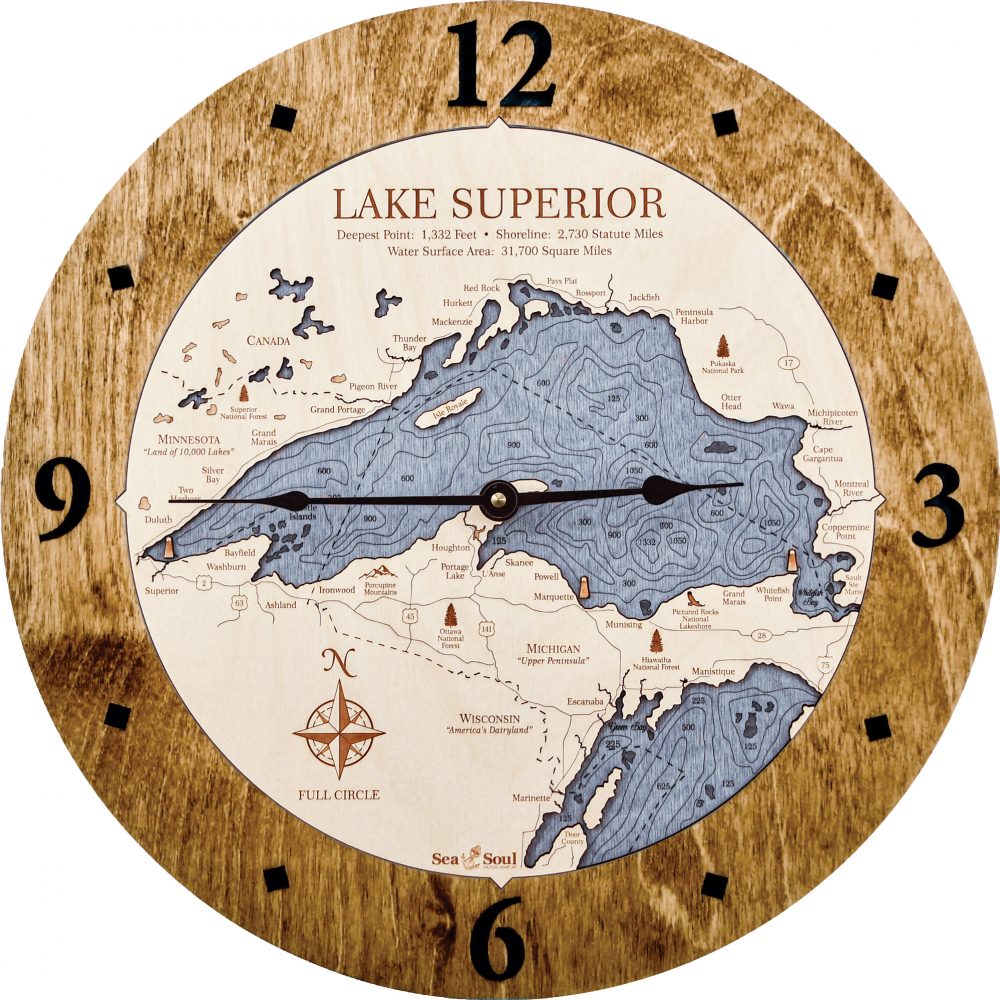 Lake Superior Nautical Clock Americana Accent with Deep Blue Water Product Shot