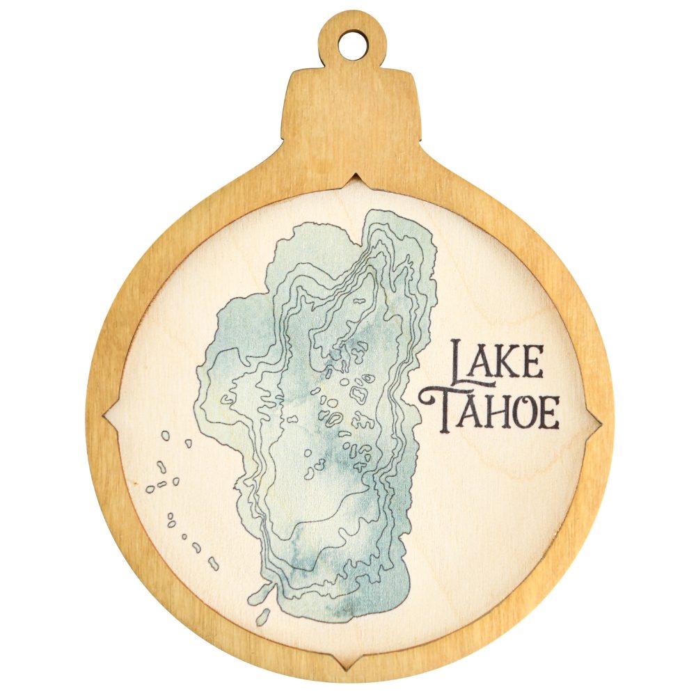 Lake Tahoe Christmas Ornament Honey Accent with Blue Green Water Product Shot