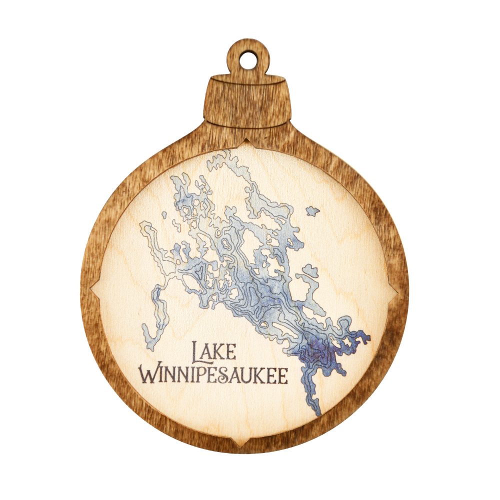 Lake Winnipesaukee Christmas Ornament Americana Accent with Deep Blue Water