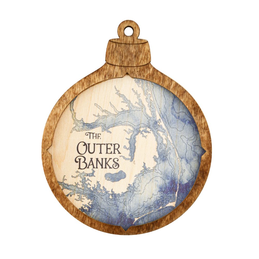 Outer Banks Christmas Ornament Americana Accent with Deep Blue Water