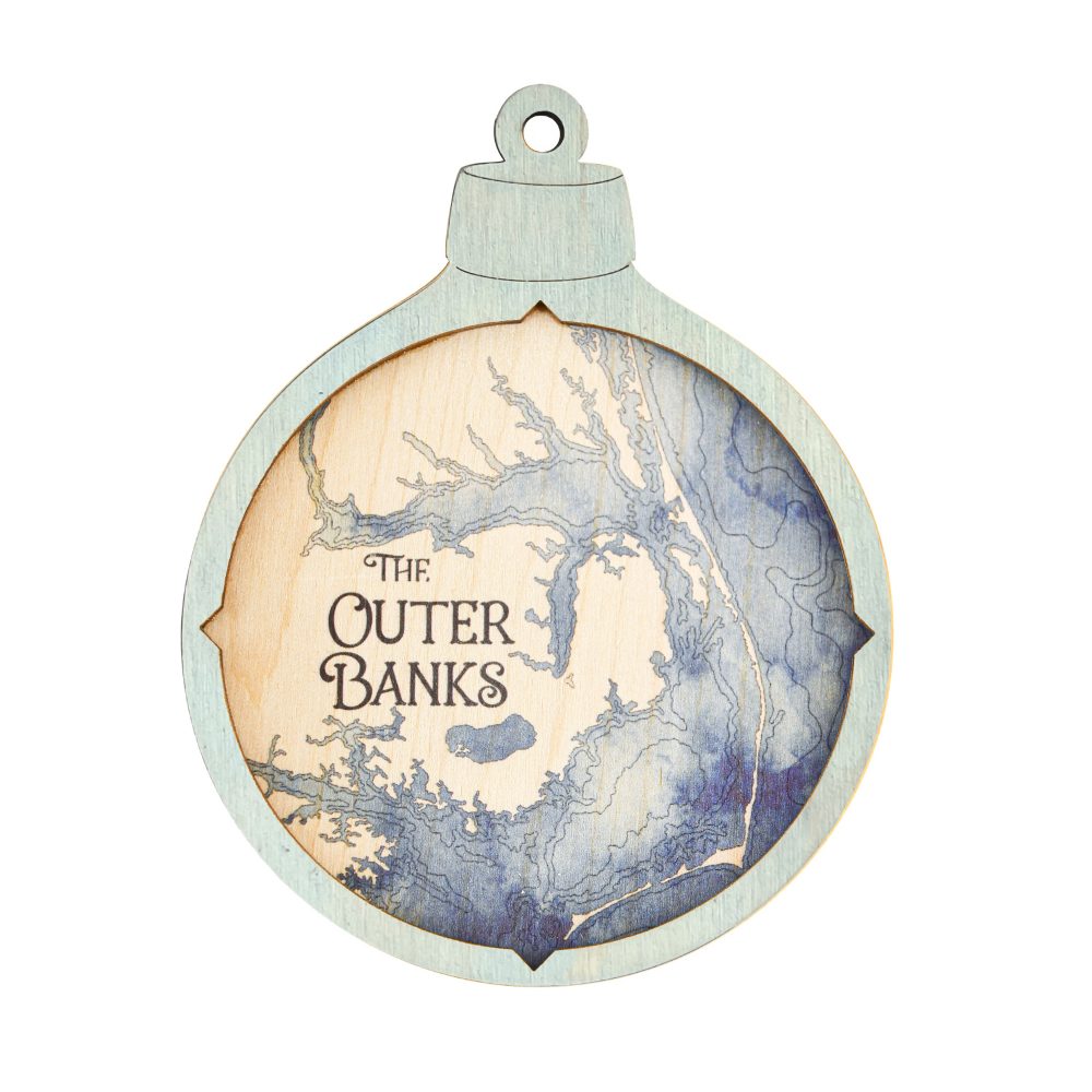 Outer Banks Christmas Ornament Bleach Blue Accent with Deep Blue Water
