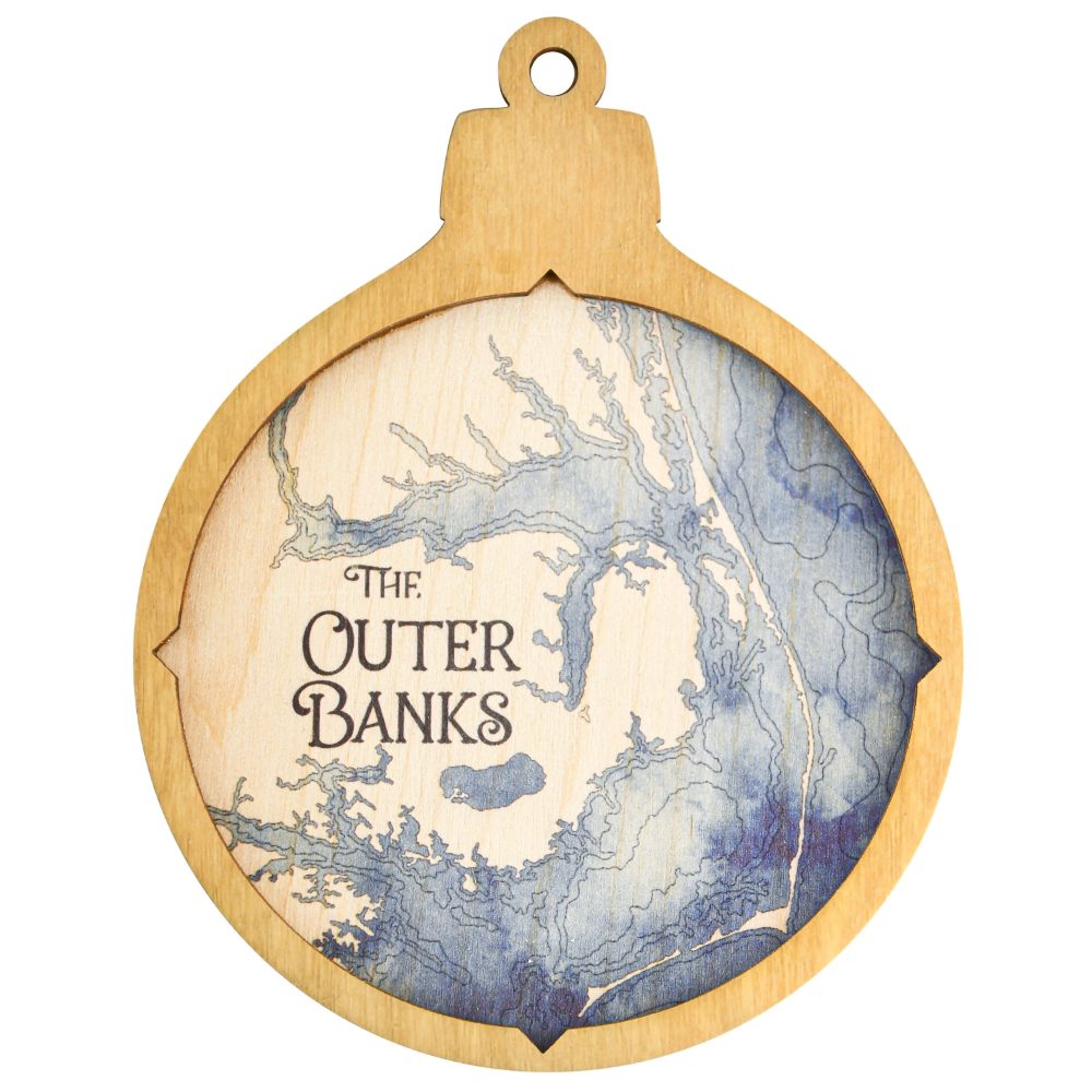 Outer Banks Christmas Ornament Honey Accent with Deep Blue Water Product Shot