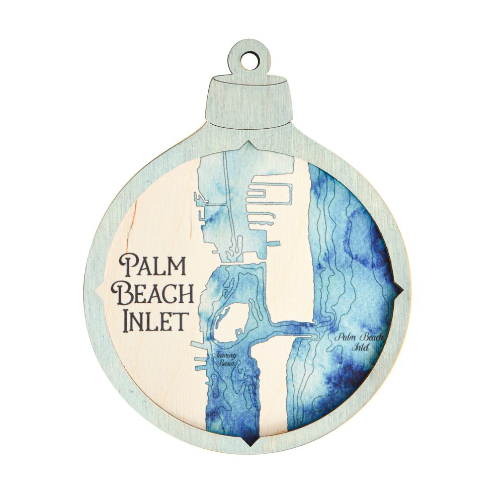 Palm Beach Inlet Christmas Ornament Bleach Blue Accent with Deep Blue Water