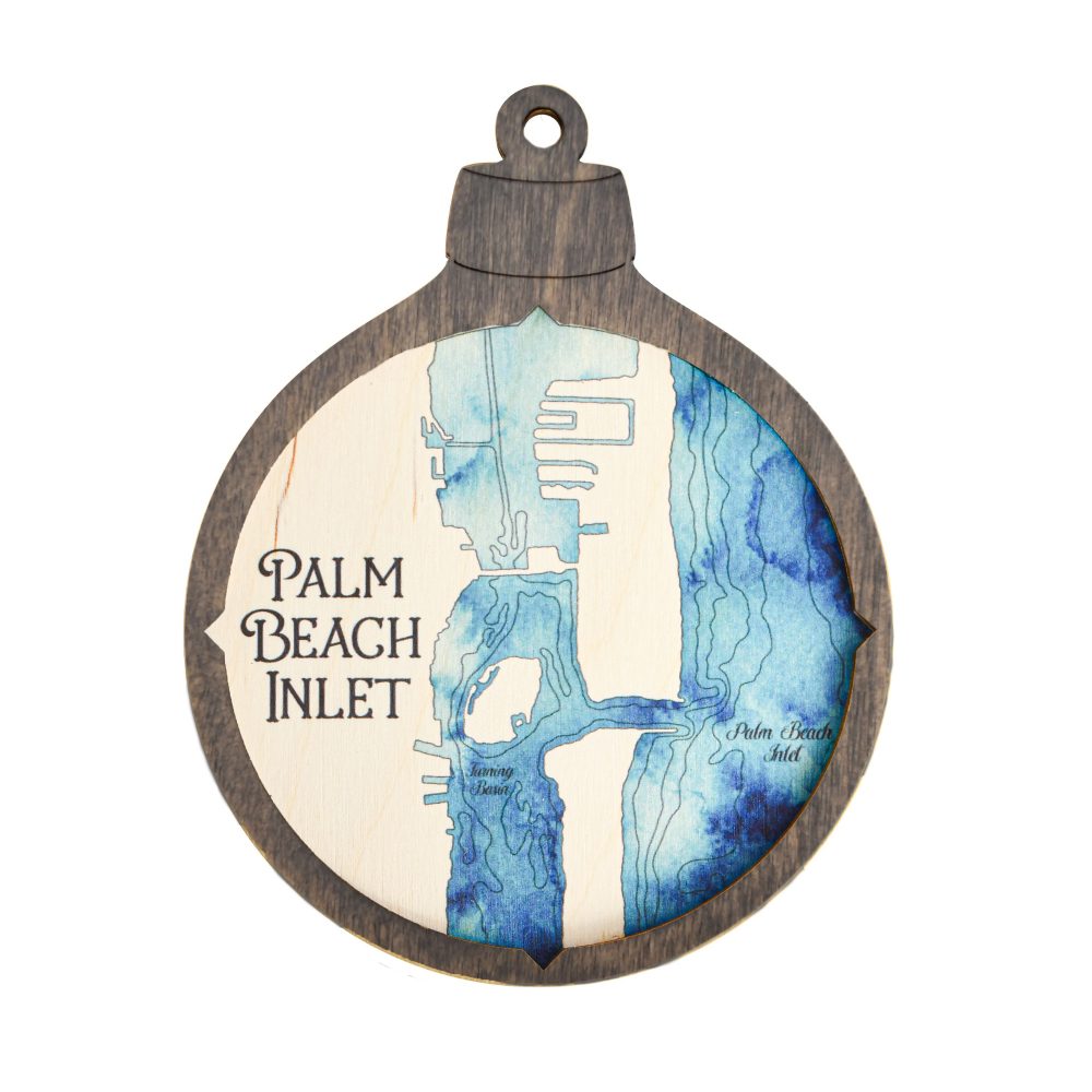 Palm Beach Inlet Christmas Ornament Driftwood Accent with Deep Blue Water