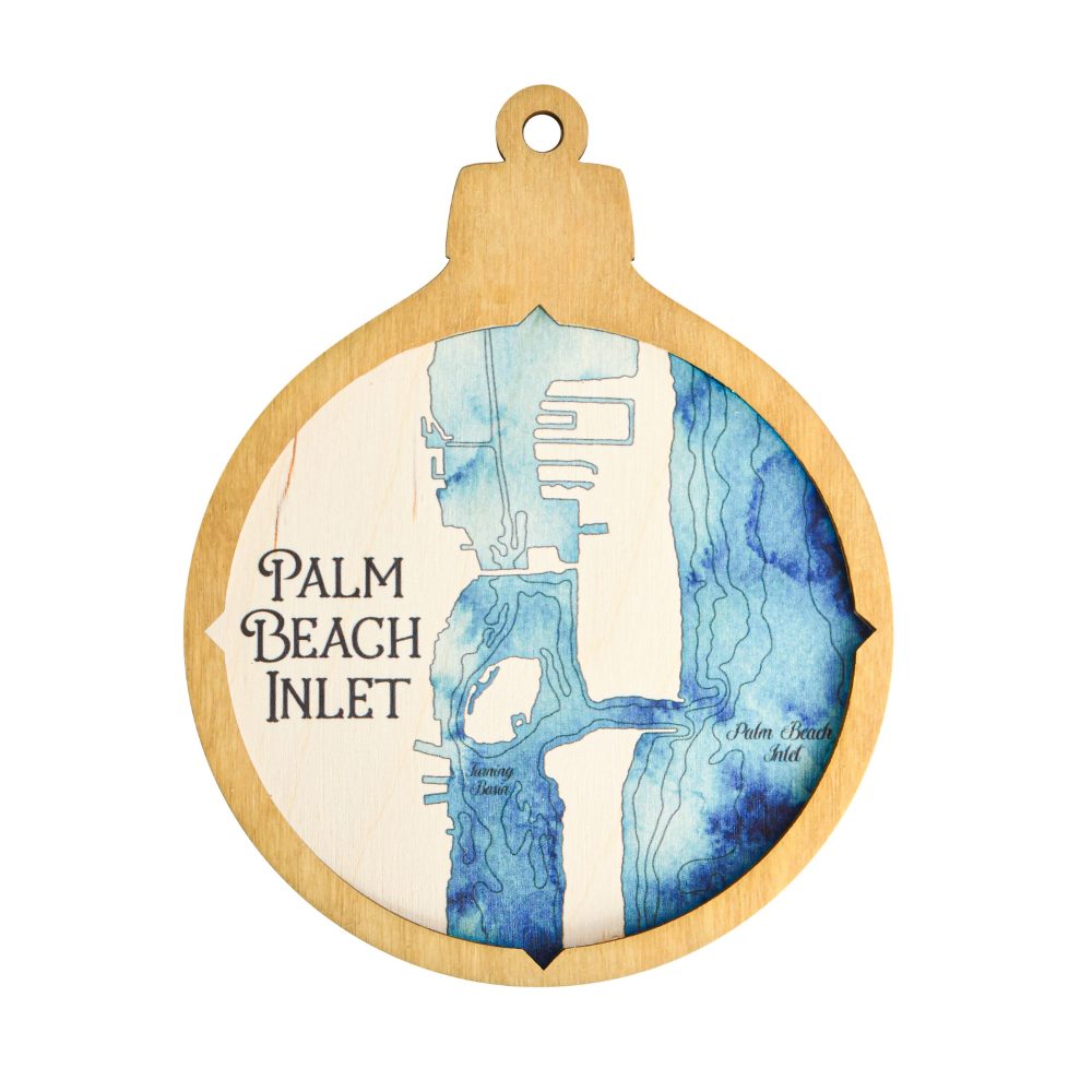 Palm Beach Inlet Christmas Ornament Honey Accent with Deep Blue Water