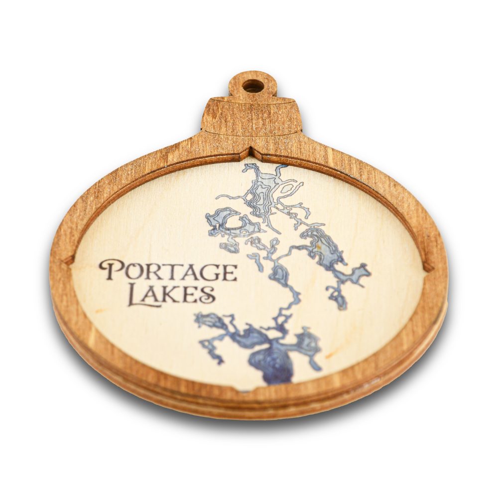 Portage Lakes Christmas Ornament Americana Accent with Deep Blue Water Angle Shot