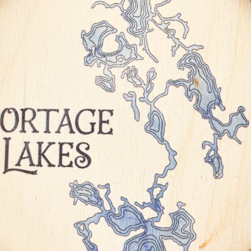 Portage Lakes Christmas Ornament Honey Accent with Deep Blue Water Detail Shot