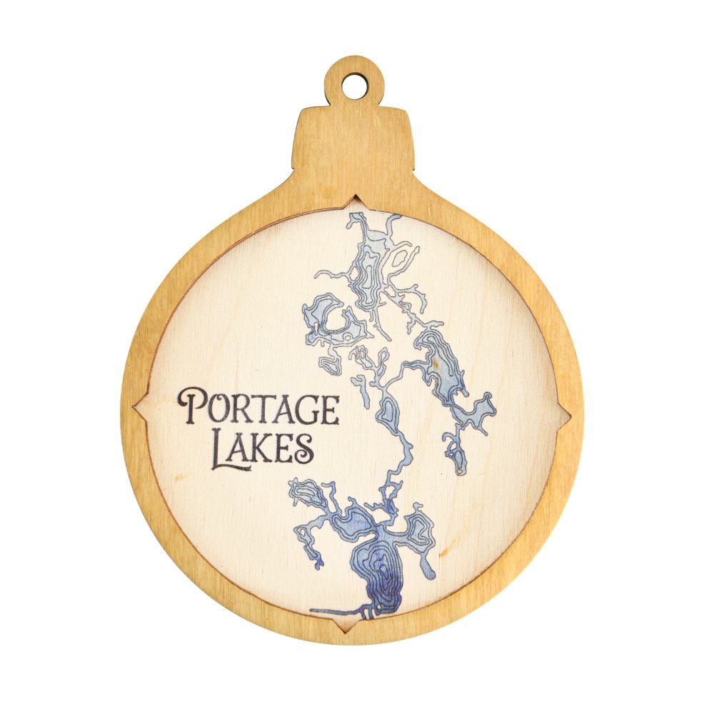 Portage Lakes Christmas Ornament Honey Accent with Deep Blue Water