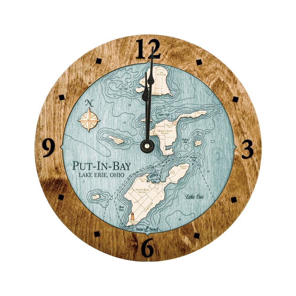 Put in Bay Nautical Clock Americana Accent with Blue Green Water