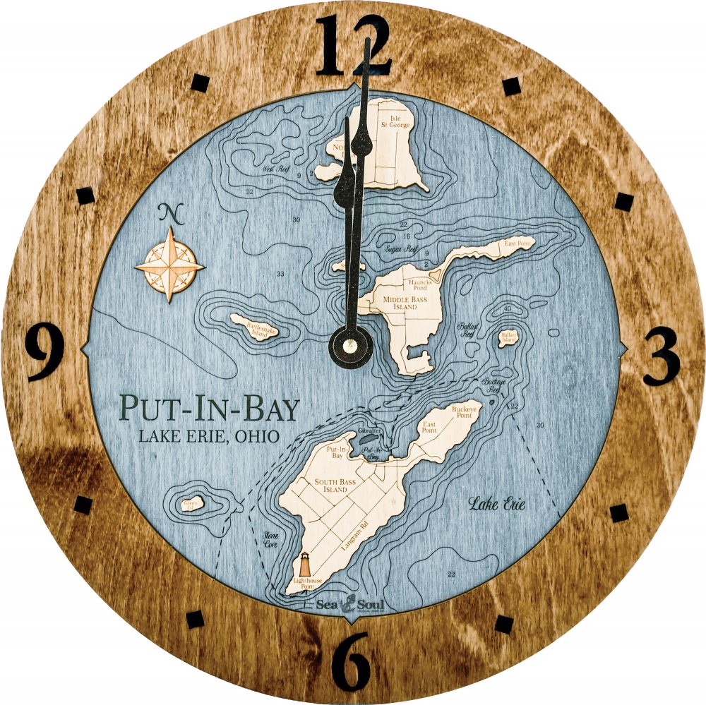 Put in Bay Nautical Clock Americana Accent with Deep Blue Water Product Shot