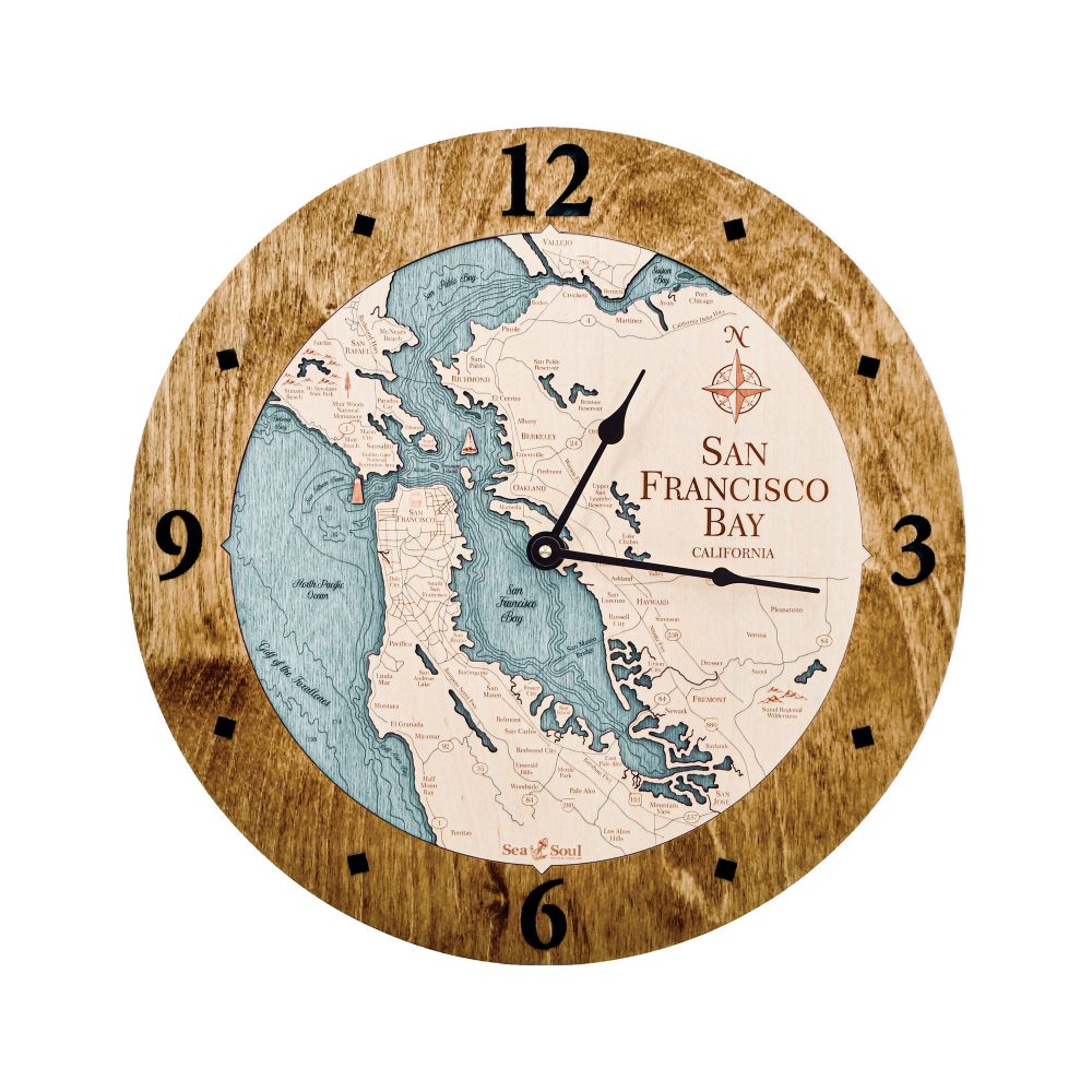 San Francisco Nautical Clock Americana Accent with Blue Green Water