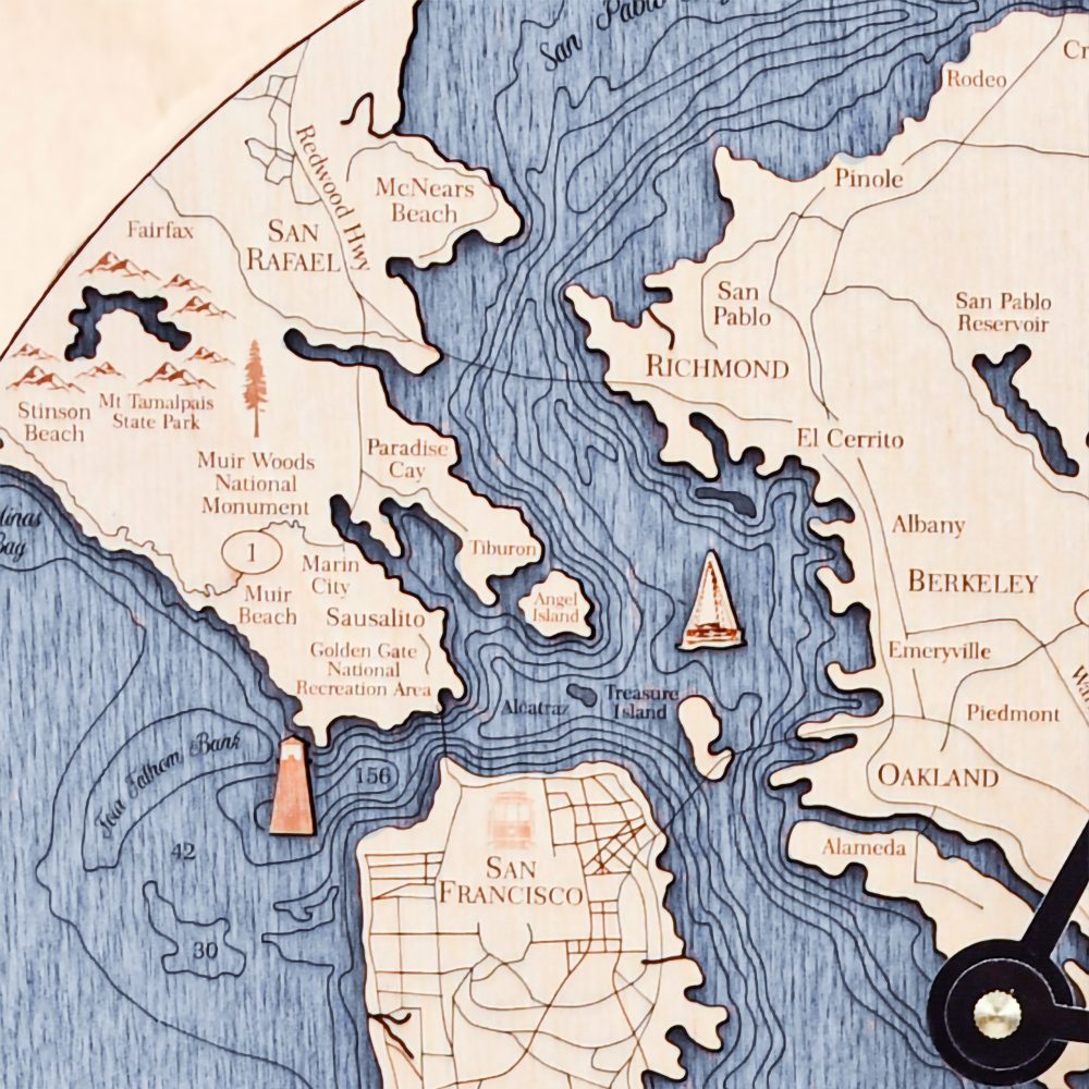 San Francisco Nautical Clock Birch Accent with Deep Blue Water Detail Shot 3