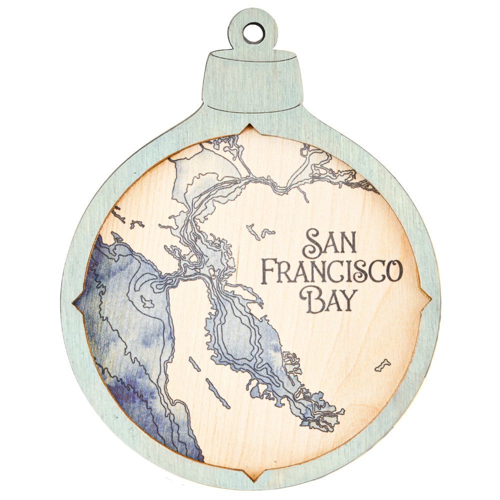 San Francisco Bay Christmas Ornament Bleach Blue Accent with Deep Blue Water Product Shot