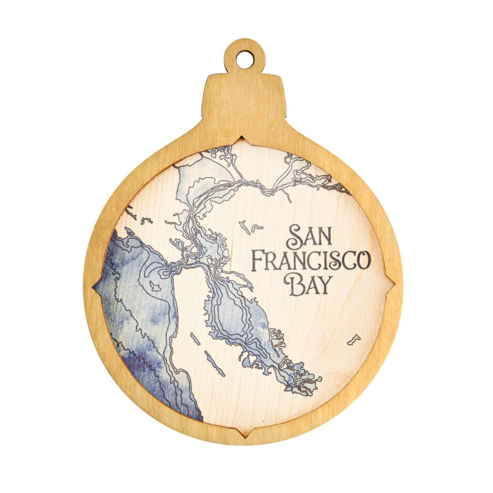 San Francisco Bay Christmas Ornament Honey Accent with Deep Blue Water
