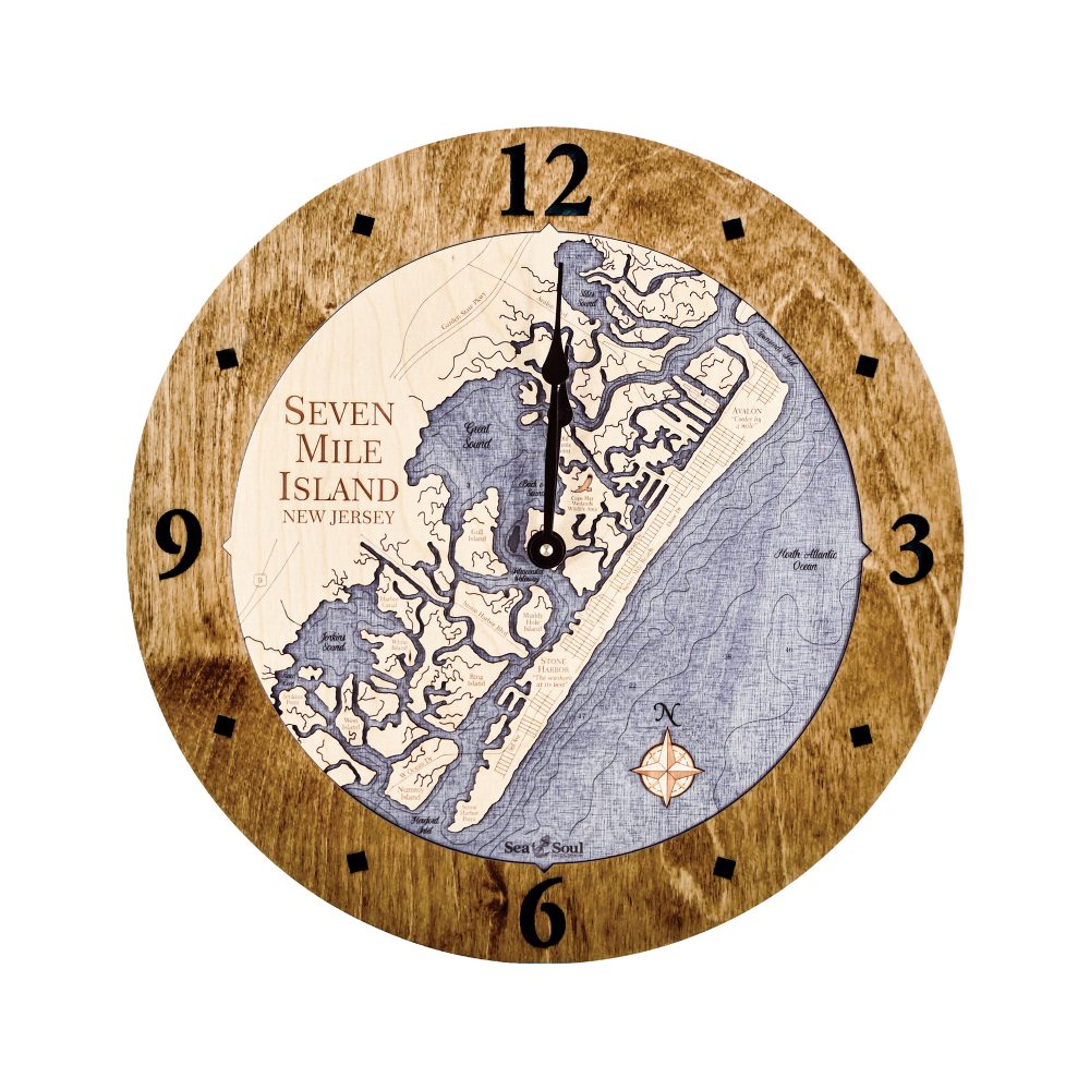 Seven Mile Island Nautical Clock Americana Accent with Deep Blue Water