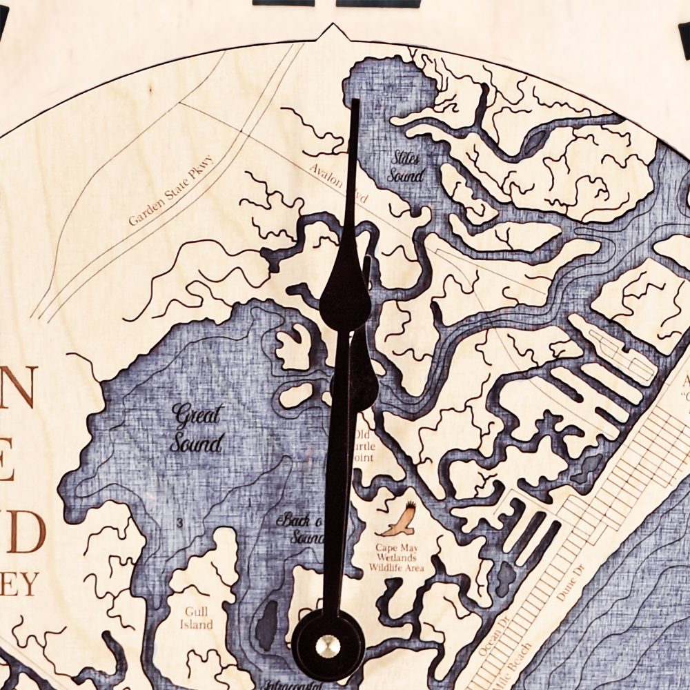 Seven Mile Island Nautical Clock Birch Accent with Deep Blue Water Detail Shot 2